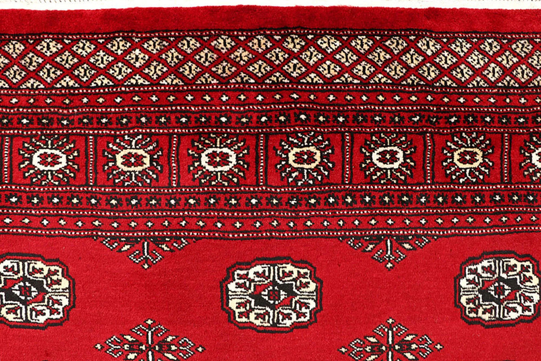 Firebrick Red Pakistani Bokhara Rug 5' 7" x 8' 10" Hand-Knotted | No. QA27255
