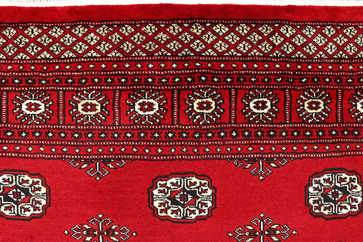 Firebrick Red Pakistani Bokhara Rug 5' 7" x 8' 10" Hand-Knotted | No. QA27255