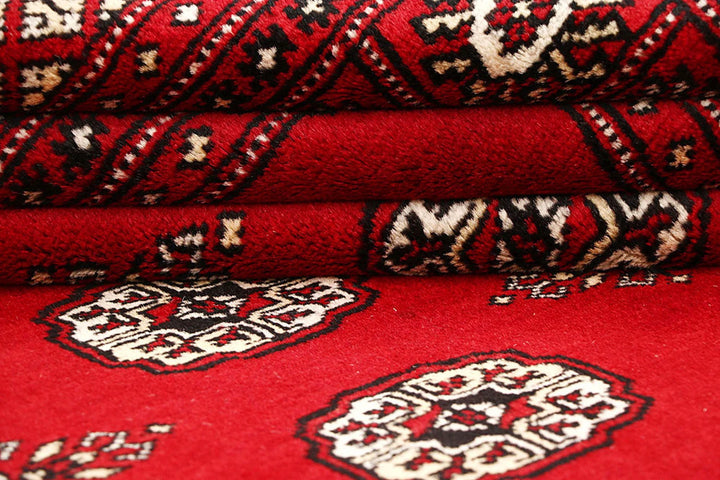 Firebrick Red Pakistani Bokhara Rug 5' 7" x 8' 10" Hand-Knotted | No. QA27255