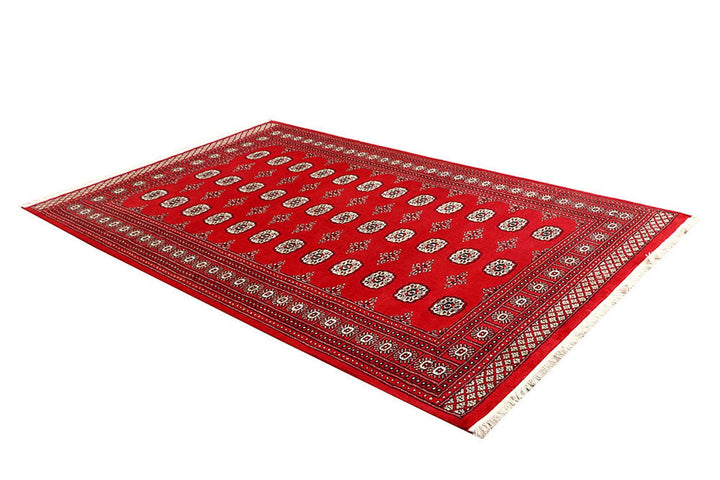 Firebrick Red Pakistani Bokhara Rug 5' 7" x 8' 10" Hand-Knotted | No. QA27255