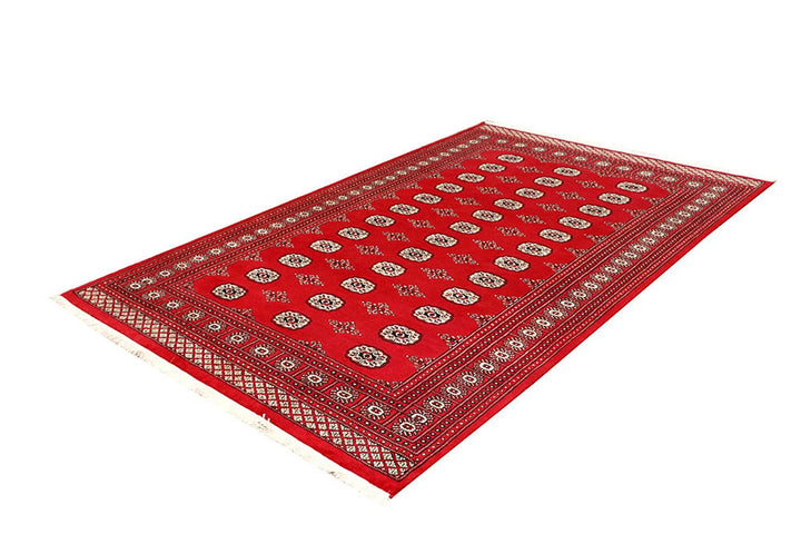 Firebrick Red Pakistani Bokhara Rug 5' 7" x 8' 10" Hand-Knotted | No. QA27255