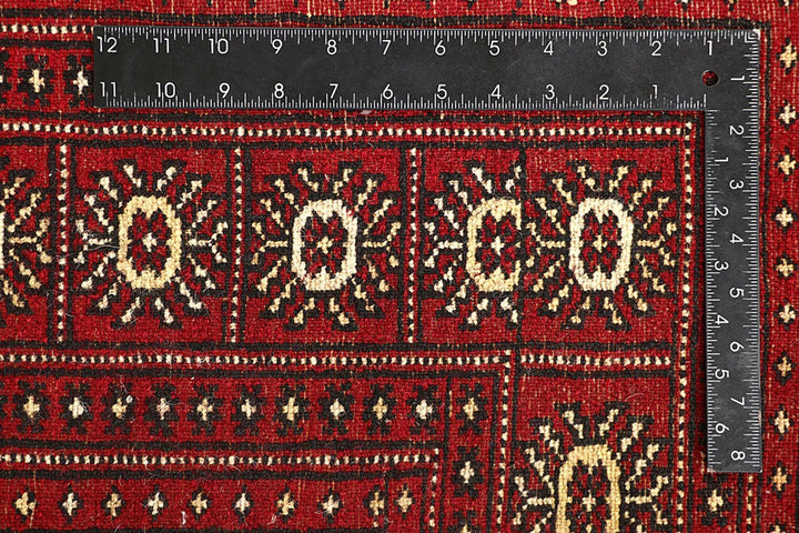 Firebrick Red Pakistani Bokhara Rug 5' 7" x 8' 10" Hand-Knotted | No. QA27255