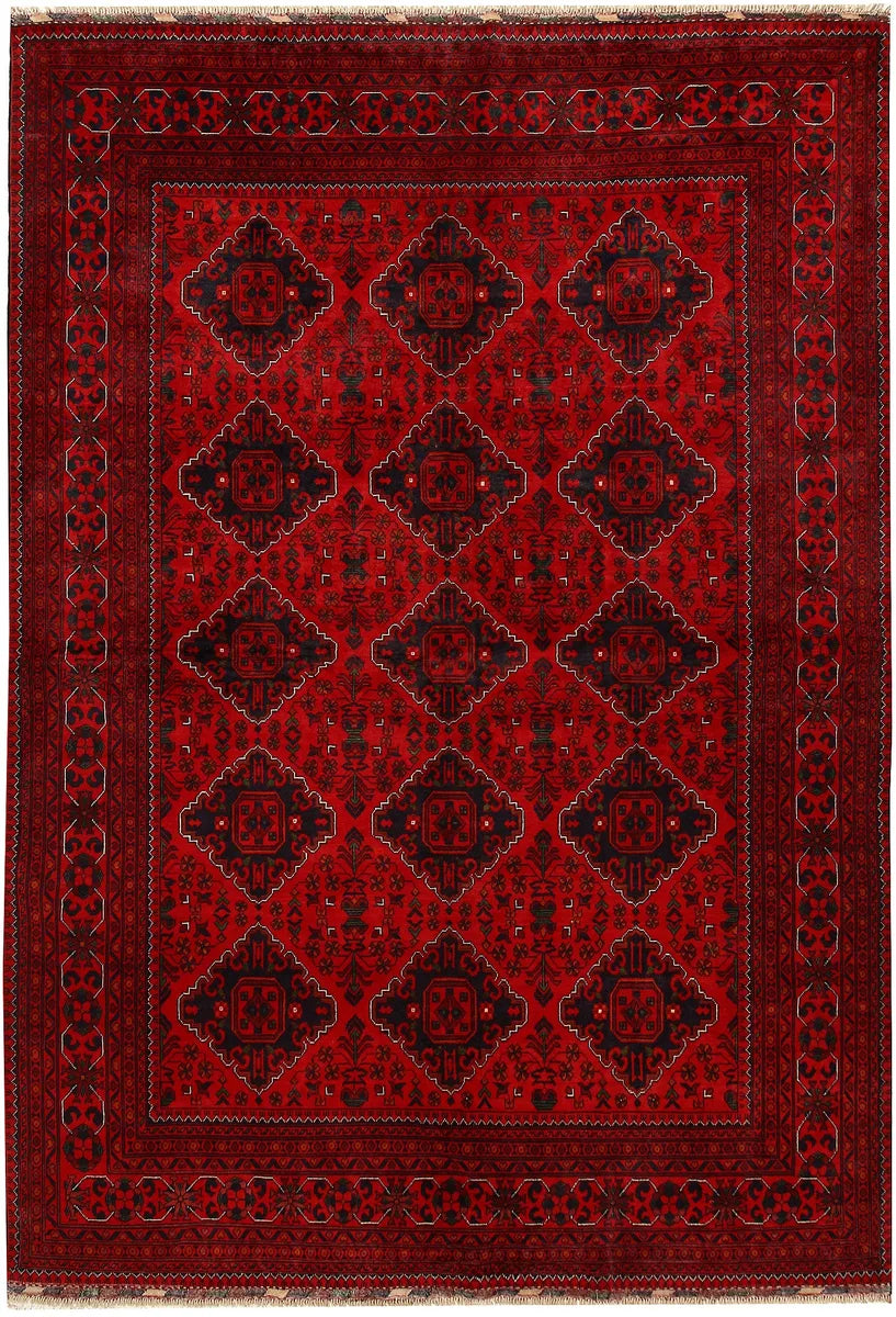 Dark Red Afghan Khal Mohammadi Rug 6' 6" x 9' 6" Hand-Knotted | No. QA27309