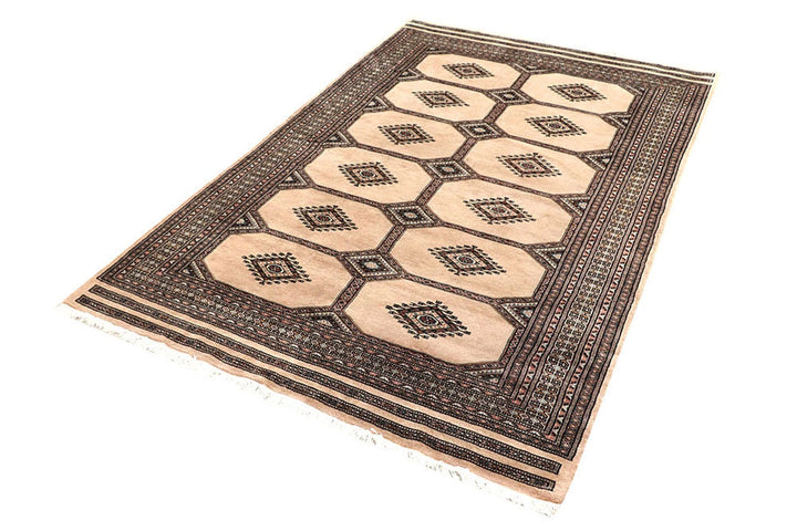 Brown Pakistani Jaldar Rug 4' 6" x 6' 11" Hand-Knotted | No. QA27345
