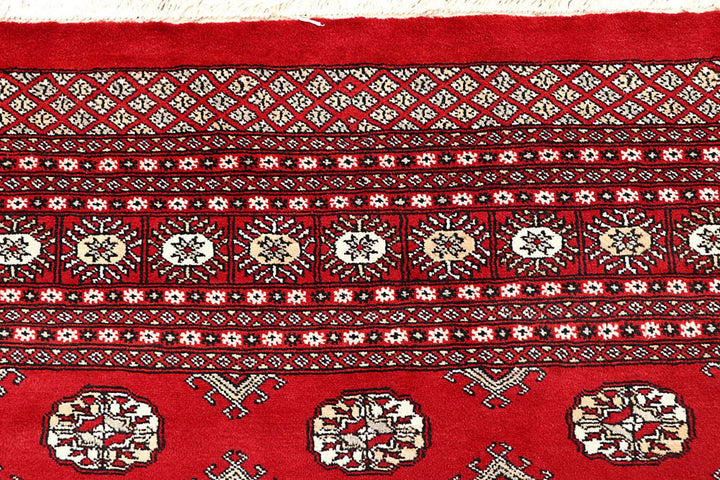 Firebrick Red Pakistani Bokhara Rug 9' 4" x 12' 1" Hand-Knotted | No. QA27406