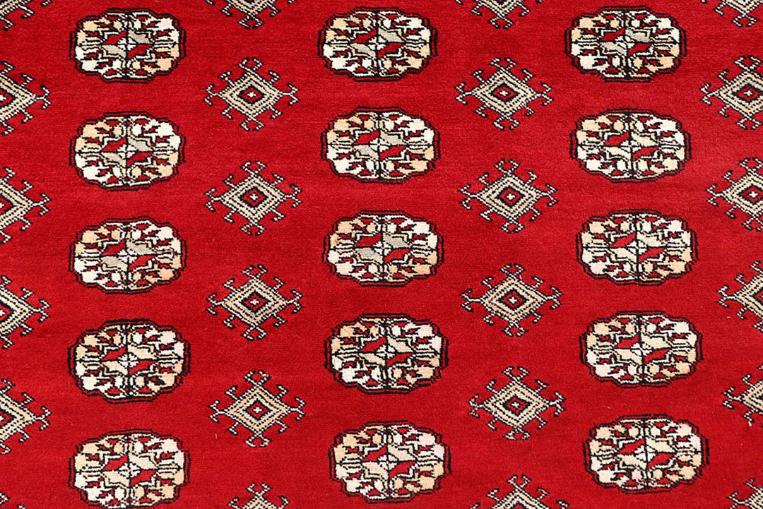 Firebrick Red Pakistani Bokhara Rug 9' 4" x 12' 1" Hand-Knotted | No. QA27406