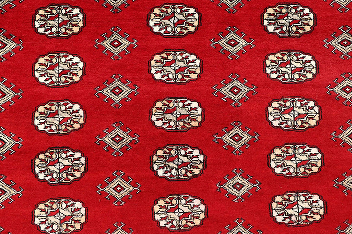 Firebrick Red Pakistani Bokhara Rug 9' 4" x 12' 1" Hand-Knotted | No. QA27406