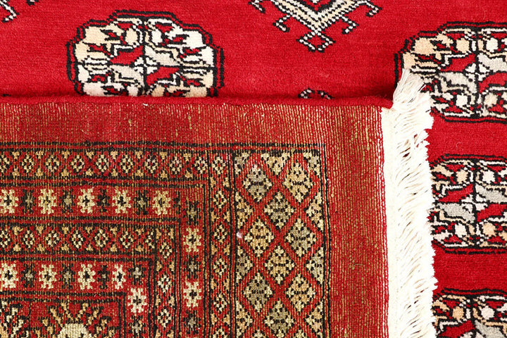 Firebrick Red Pakistani Bokhara Rug 9' 4" x 12' 1" Hand-Knotted | No. QA27406