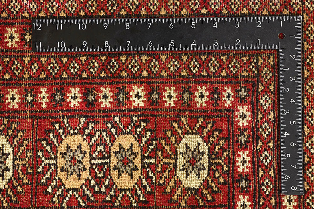 Firebrick Red Pakistani Bokhara Rug 9' 4" x 12' 1" Hand-Knotted | No. QA27406