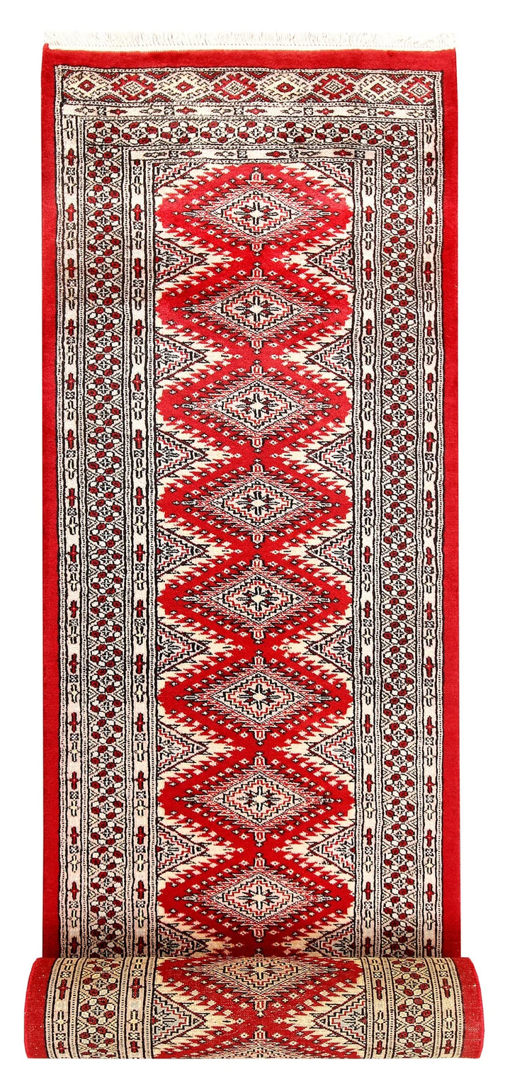 Red Pakistani Jaldar Rug 2' 7" x 15' 11" Hand-Knotted | No. QA27430