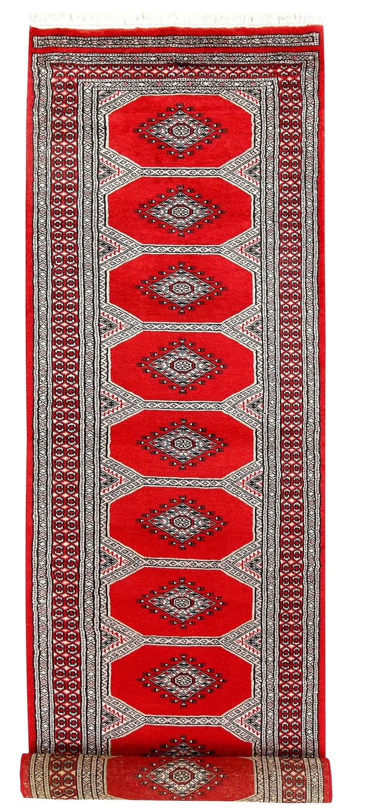 Red Pakistani Jaldar Rug 2' 4" x 9' 8" Hand-Knotted | No. QA27449