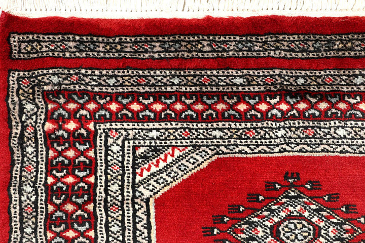 Red Pakistani Jaldar Rug 2' 4" x 9' 8" Hand-Knotted | No. QA27449