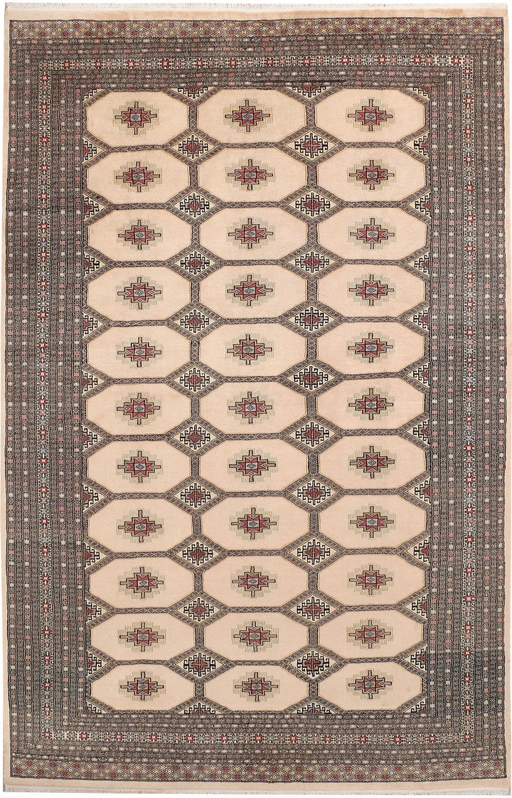 Wheat Pakistani Jaldar Rug 6' 6" x 10' Hand-Knotted | No. QA27451