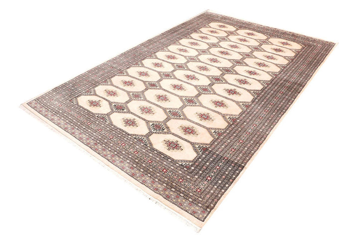 Wheat Pakistani Jaldar Rug 6' 6" x 10' Hand-Knotted | No. QA27451