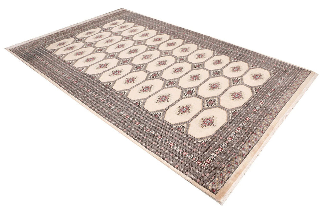 Wheat Pakistani Jaldar Rug 6' 6" x 10' Hand-Knotted | No. QA27451