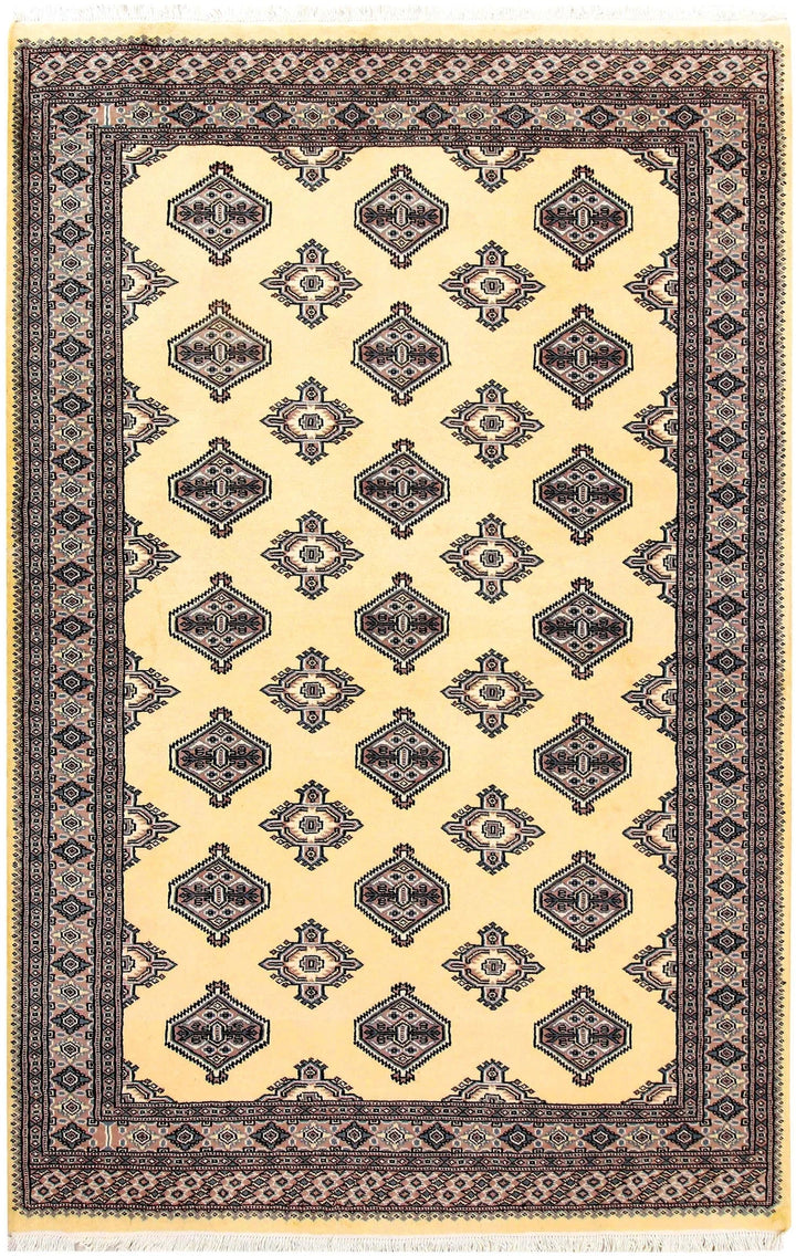 Yellow Pakistani Jaldar Rug 5' 1" x 8' 1" Hand-Knotted | No. QA27608