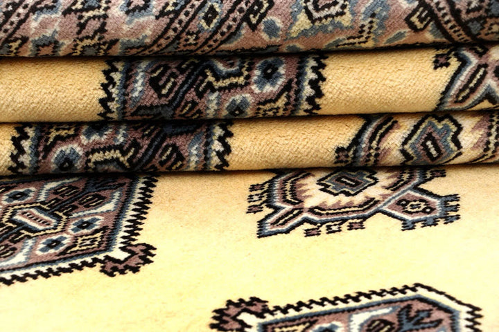 Yellow Pakistani Jaldar Rug 5' 1" x 8' 1" Hand-Knotted | No. QA27608
