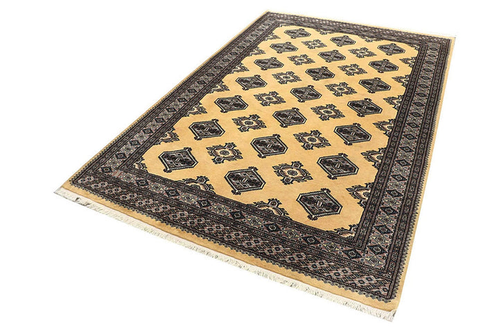 Yellow Pakistani Jaldar Rug 5' 1" x 8' 1" Hand-Knotted | No. QA27608