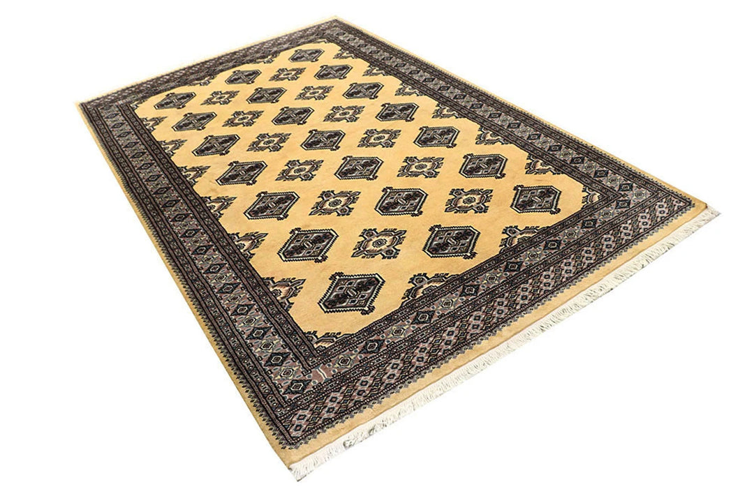 Yellow Pakistani Jaldar Rug 5' 1" x 8' 1" Hand-Knotted | No. QA27608