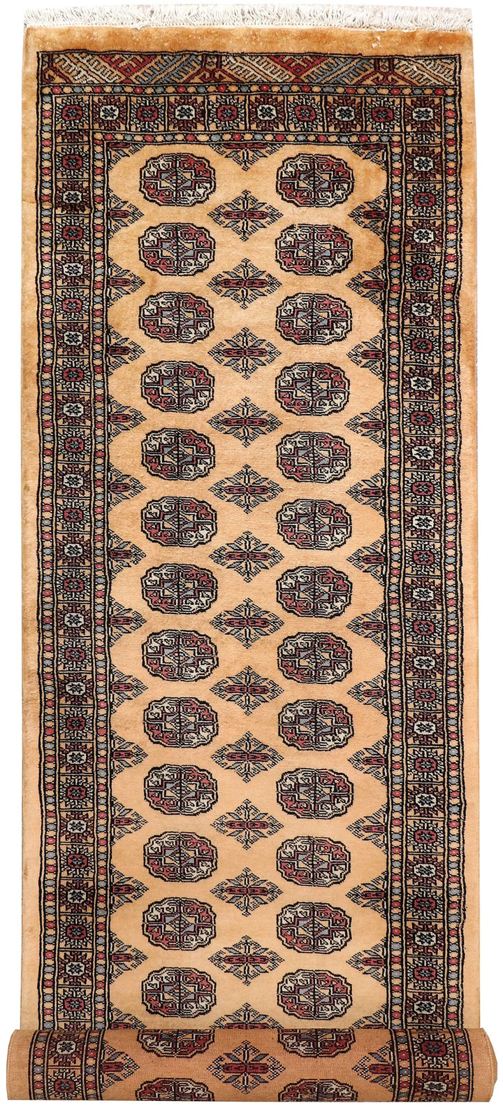 Sandy Brown Pakistani Bokhara Rug 2' 7" x 8' 9" Hand-Knotted | No. QA27670