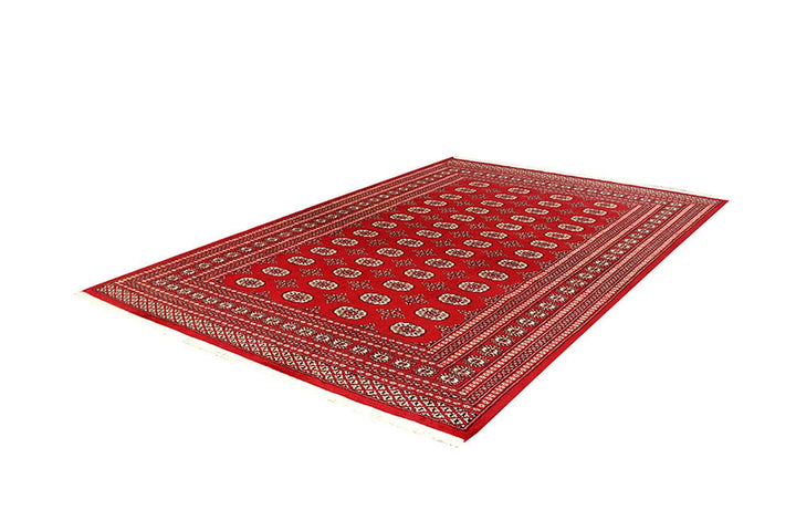 Red Pakistani Bokhara Rug 6' 2" x 9' Hand-Knotted | No. QA27858