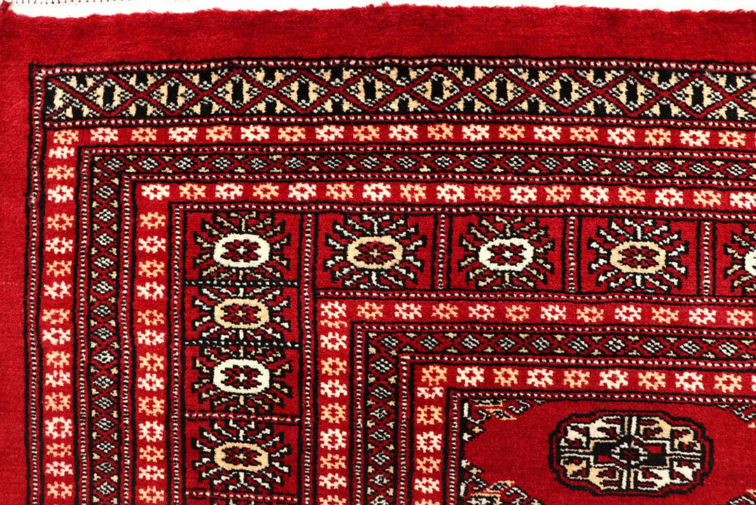 Firebrick Red Pakistani Bokhara Rug 8' x 10' 4" Hand-Knotted | No. QA27881