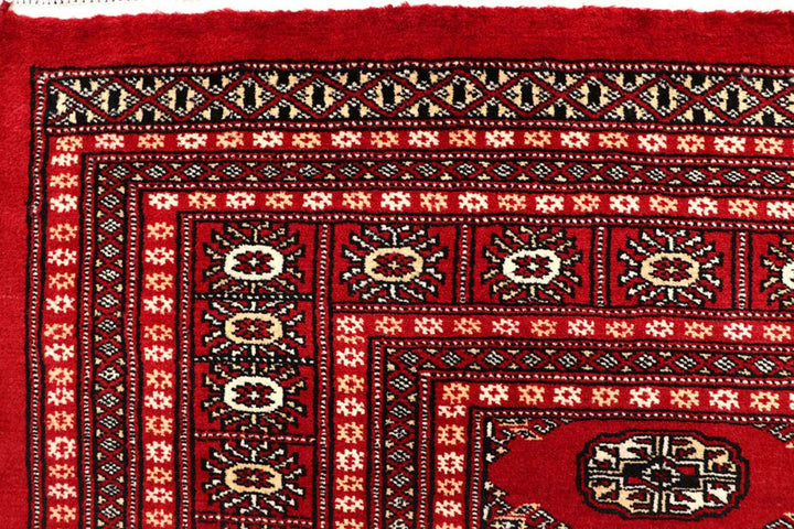 Firebrick Red Pakistani Bokhara Rug 8' x 10' 4" Hand-Knotted | No. QA27881