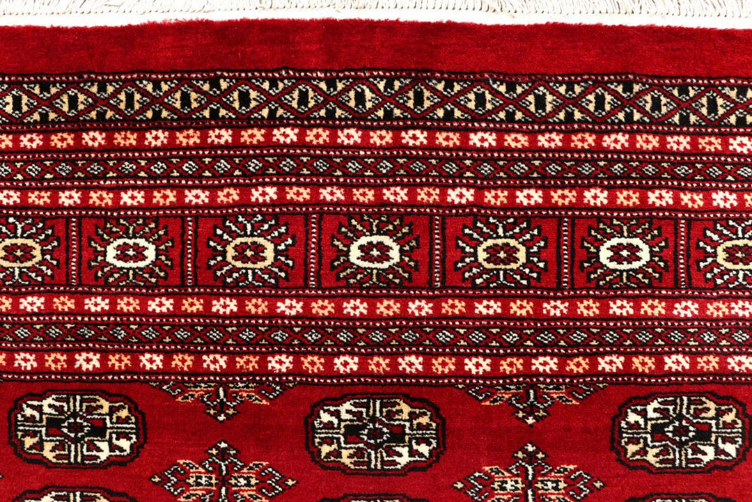 Firebrick Red Pakistani Bokhara Rug 8' x 10' 4" Hand-Knotted | No. QA27881
