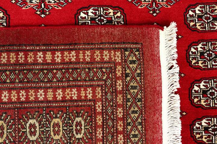 Firebrick Red Pakistani Bokhara Rug 8' x 10' 4" Hand-Knotted | No. QA27881