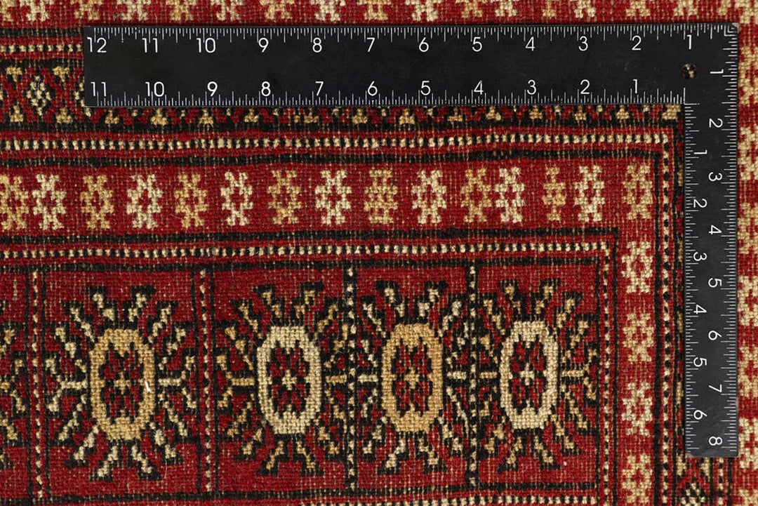 Firebrick Red Pakistani Bokhara Rug 8' x 10' 4" Hand-Knotted | No. QA27881