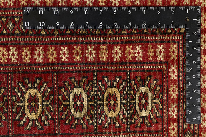 Firebrick Red Pakistani Bokhara Rug 8' x 10' 4" Hand-Knotted | No. QA27881
