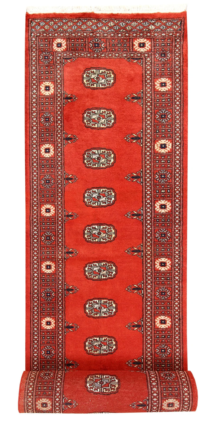 Orange Pakistani Bokhara Rug 2' 7" x 14' 3" Hand-Knotted | No. QA27997