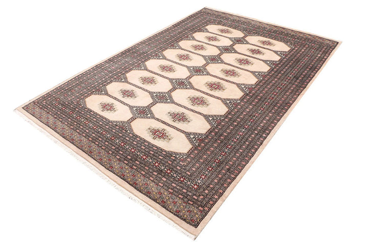 Brown Pakistani Jaldar Rug 5' 6" x 8' 4" Hand-Knotted | No. QA28018