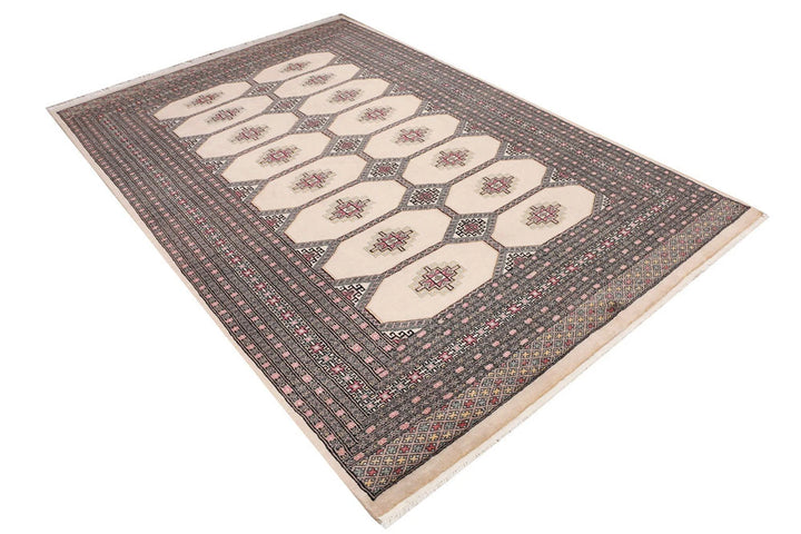 Brown Pakistani Jaldar Rug 5' 6" x 8' 4" Hand-Knotted | No. QA28018