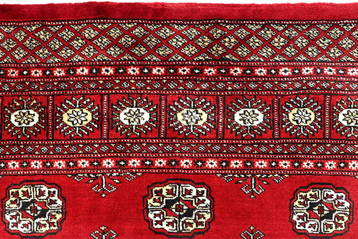 Red Pakistani Bokhara Rug 6' x 9' 10" Hand-Knotted | No. QA28190