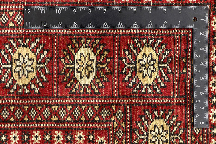 Red Pakistani Bokhara Rug 6' x 9' 10" Hand-Knotted | No. QA28190