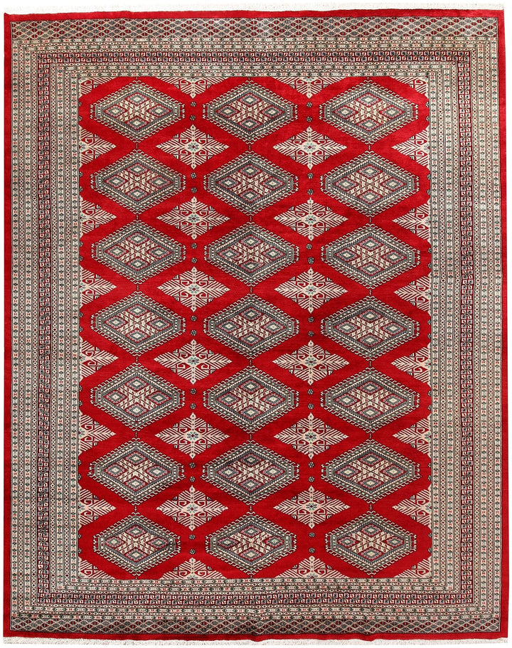 Red Pakistani Jaldar Rug 8' 4" x 10' 5" Hand-Knotted | No. QA28196