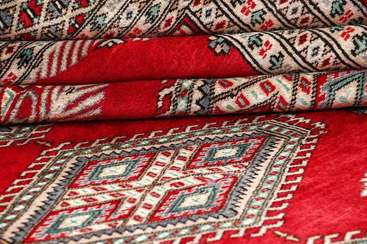 Red Pakistani Jaldar Rug 8' 4" x 10' 5" Hand-Knotted | No. QA28196