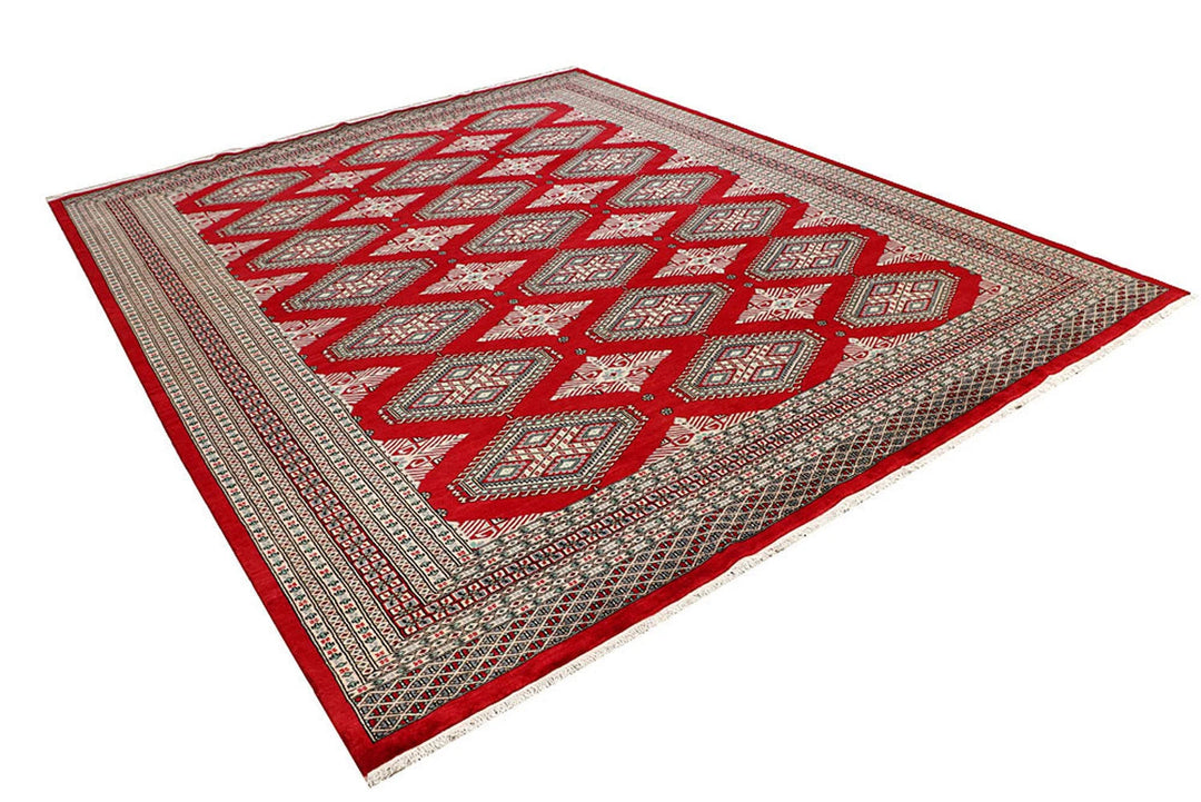 Red Pakistani Jaldar Rug 8' 4" x 10' 5" Hand-Knotted | No. QA28196