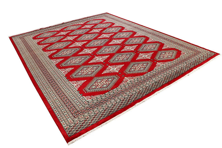Red Pakistani Jaldar Rug 8' 4" x 10' 5" Hand-Knotted | No. QA28196