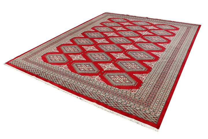 Red Pakistani Jaldar Rug 8' 4" x 10' 5" Hand-Knotted | No. QA28196