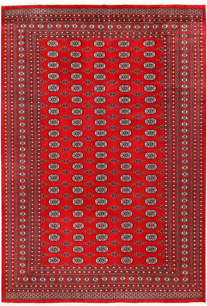 Red Pakistani Bokhara Rug 8' 10" x 12' 11" Hand-Knotted | No. QA28223