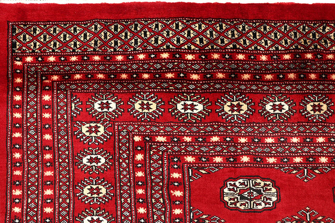 Red Pakistani Bokhara Rug 8' 10" x 12' 11" Hand-Knotted | No. QA28223