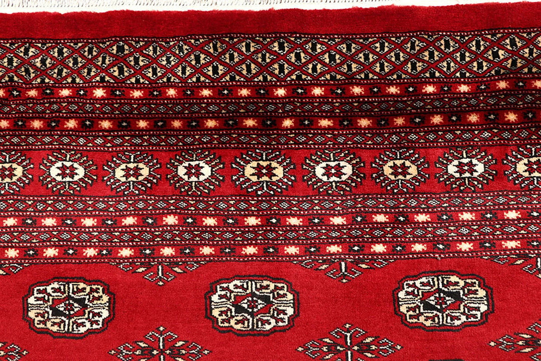 Red Pakistani Bokhara Rug 8' 10" x 12' 11" Hand-Knotted | No. QA28223