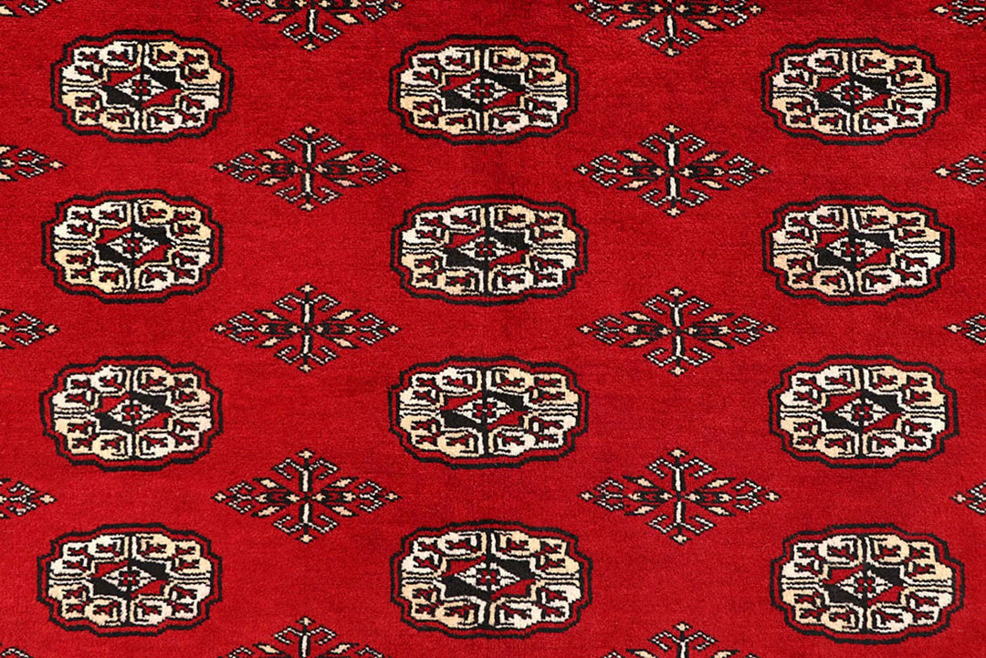 Red Pakistani Bokhara Rug 8' 10" x 12' 11" Hand-Knotted | No. QA28223