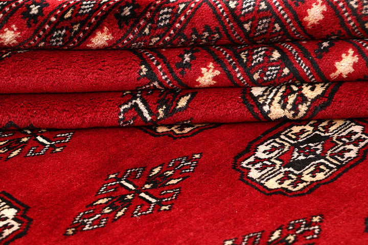 Red Pakistani Bokhara Rug 8' 10" x 12' 11" Hand-Knotted | No. QA28223