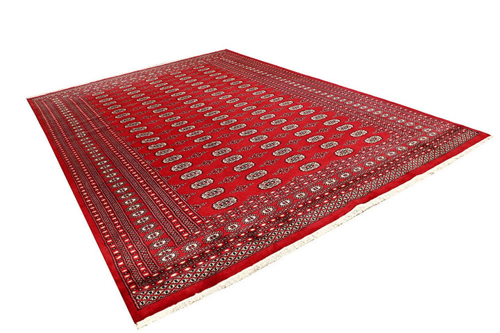 Red Pakistani Bokhara Rug 8' 10" x 12' 11" Hand-Knotted | No. QA28223
