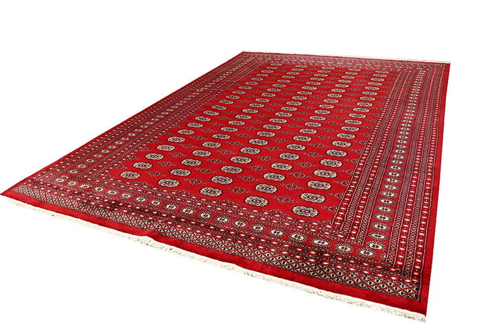 Red Pakistani Bokhara Rug 8' 10" x 12' 11" Hand-Knotted | No. QA28223