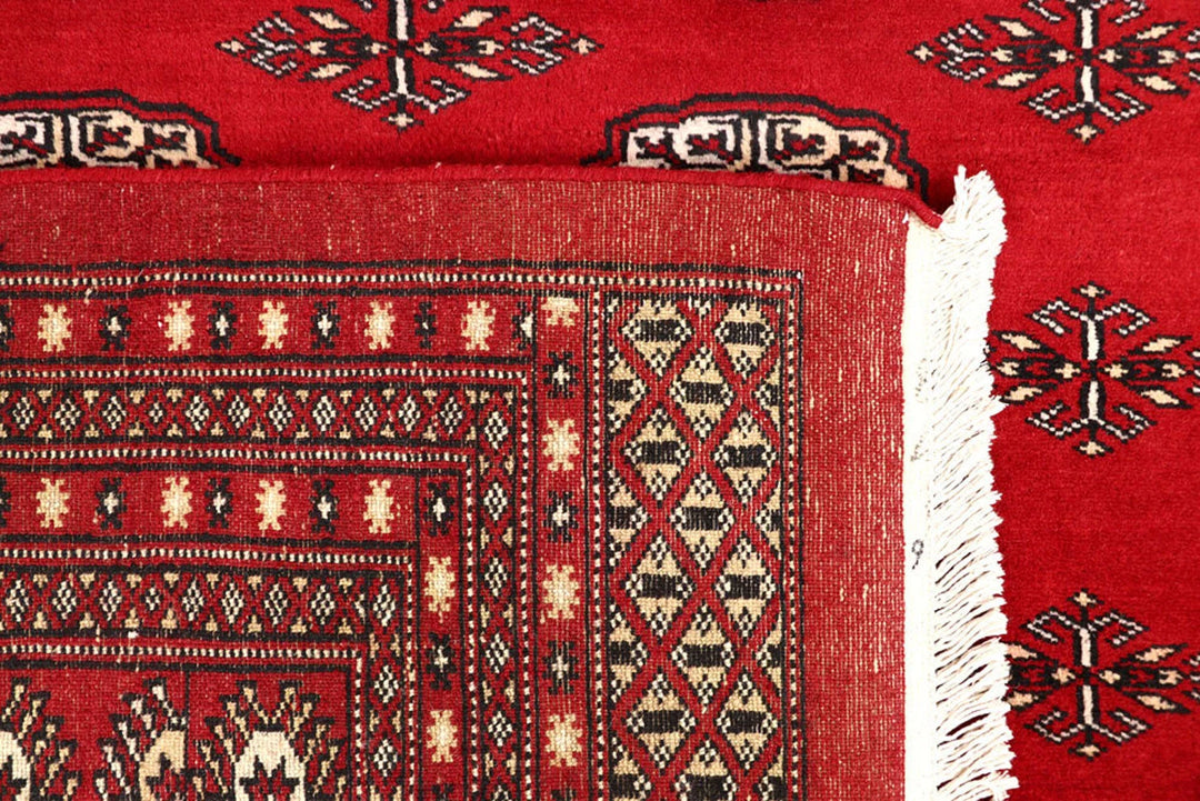 Red Pakistani Bokhara Rug 8' 10" x 12' 11" Hand-Knotted | No. QA28223