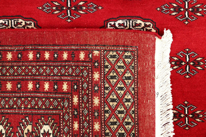 Red Pakistani Bokhara Rug 8' 10" x 12' 11" Hand-Knotted | No. QA28223